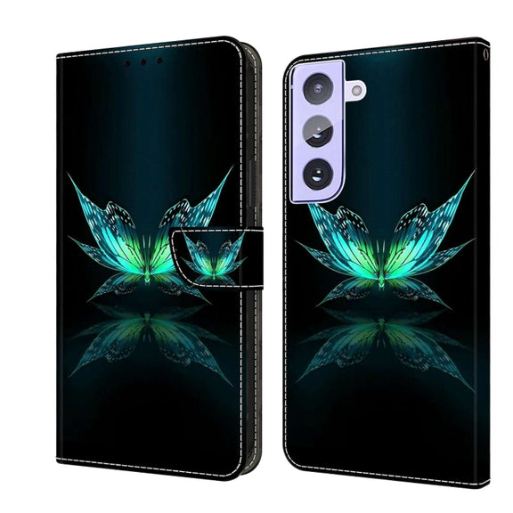 For Samsung Galaxy S21+ Crystal 3D Shockproof Protective Leather Phone Case(Reflection Dutterfly)