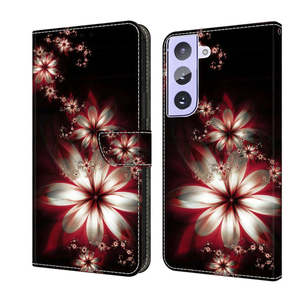 For Samsung Galaxy S21+ Crystal 3D Shockproof Protective Leather Phone Case(Fantastic Flower)