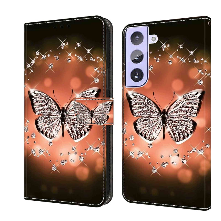 For Samsung Galaxy S21+ Crystal 3D Shockproof Protective Leather Phone Case(Crystal Butterfly)
