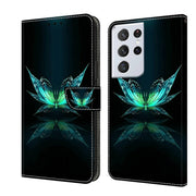 For Samsung Galaxy S21 Ultra Crystal 3D Shockproof Protective Leather Phone Case(Reflection Dutterfly)