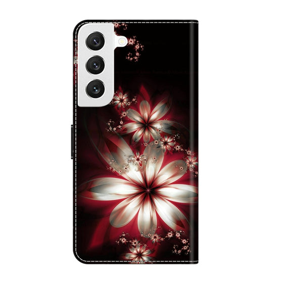 For Samsung Galaxy S22 Crystal 3D Shockproof Protective Leather Phone Case(Fantastic Flower)
