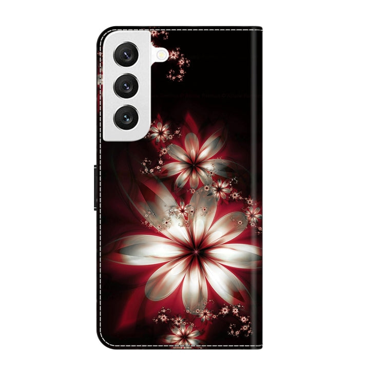 For Samsung Galaxy S22 Crystal 3D Shockproof Protective Leather Phone Case(Fantastic Flower)