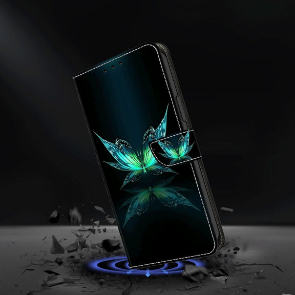 For Samsung Galaxy S22+ Crystal 3D Shockproof Protective Leather Phone Case(Reflection Dutterfly)