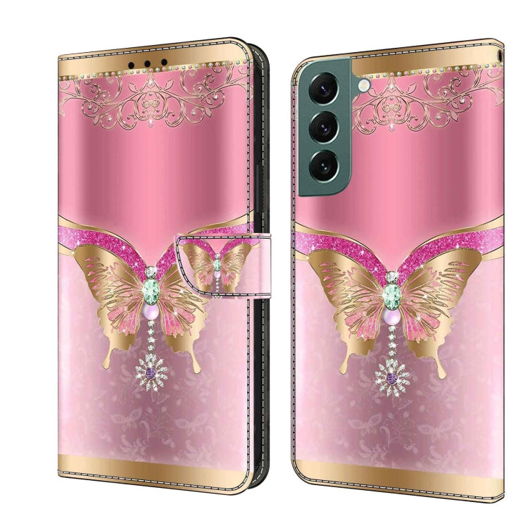 For Samsung Galaxy S22+ Crystal 3D Shockproof Protective Leather Phone Case(Pink Bottom Butterfly) - free shipping - PMC TechLife - Order now!