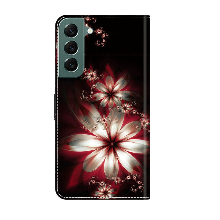 For Samsung Galaxy S22+ Crystal 3D Shockproof Protective Leather Phone Case(Fantastic Flower)