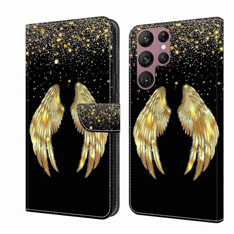For Samsung Galaxy S22 Ultra Crystal 3D Shockproof Protective Leather Phone Case(Golden Wings) - free shipping - PMC TechLife - Order now!