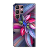 For Samsung Galaxy S22 Ultra Crystal 3D Shockproof Protective Leather Phone Case(Colorful Flower)