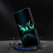 For Samsung Galaxy S23 Crystal 3D Shockproof Protective Leather Phone Case(Reflection Dutterfly)