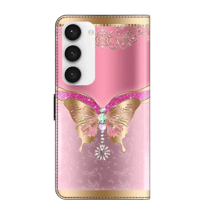 For Samsung Galaxy S23 Crystal 3D Shockproof Protective Leather Phone Case(Pink Bottom Butterfly) - free shipping - PMC TechLife - Order now!