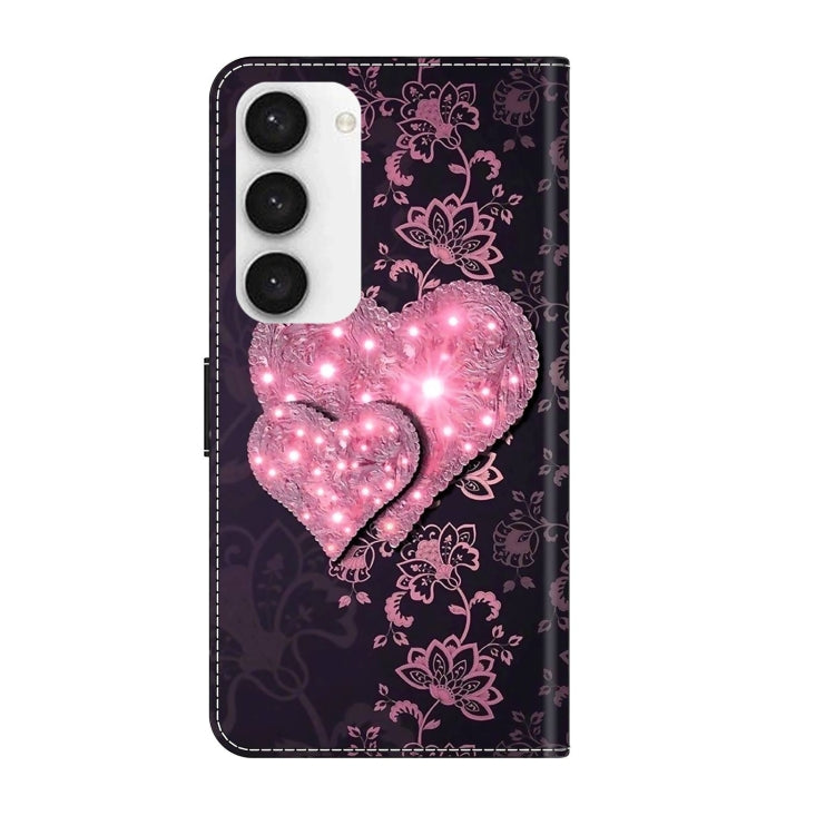 For Samsung Galaxy S23 Crystal 3D Shockproof Protective Leather Phone Case(Lace Love) - free shipping - PMC TechLife - Order now!