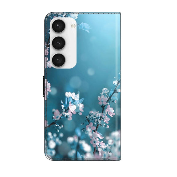 For Samsung Galaxy S23 Crystal 3D Shockproof Protective Leather Phone Case(Plum Flower)