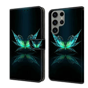 For Samsung Galaxy S23 Ultra Crystal 3D Shockproof Protective Leather Phone Case(Reflection Dutterfly)