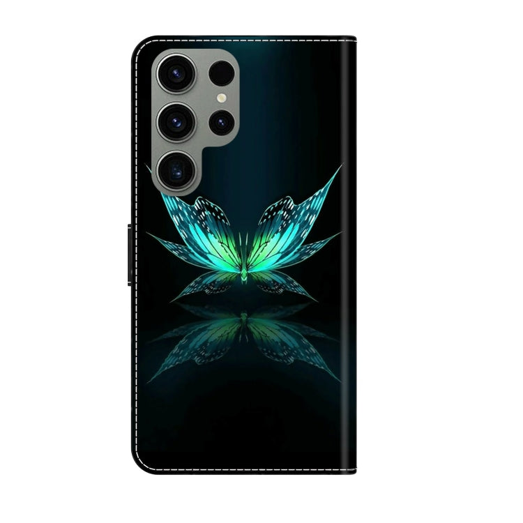 For Samsung Galaxy S23 Ultra Crystal 3D Shockproof Protective Leather Phone Case(Reflection Dutterfly)