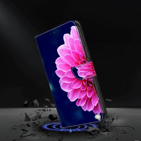 For Samsung Galaxy S23 Ultra Crystal 3D Shockproof Protective Leather Phone Case(Pink Petals)