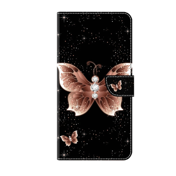 For Samsung Galaxy S23 Ultra Crystal 3D Shockproof Protective Leather Phone Case(Pink Diamond Butterfly)