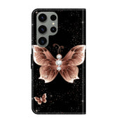For Samsung Galaxy S23 Ultra Crystal 3D Shockproof Protective Leather Phone Case(Pink Diamond Butterfly)