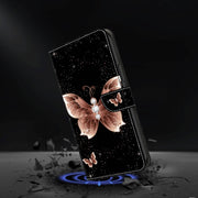 For Samsung Galaxy S23 Ultra Crystal 3D Shockproof Protective Leather Phone Case(Pink Diamond Butterfly)