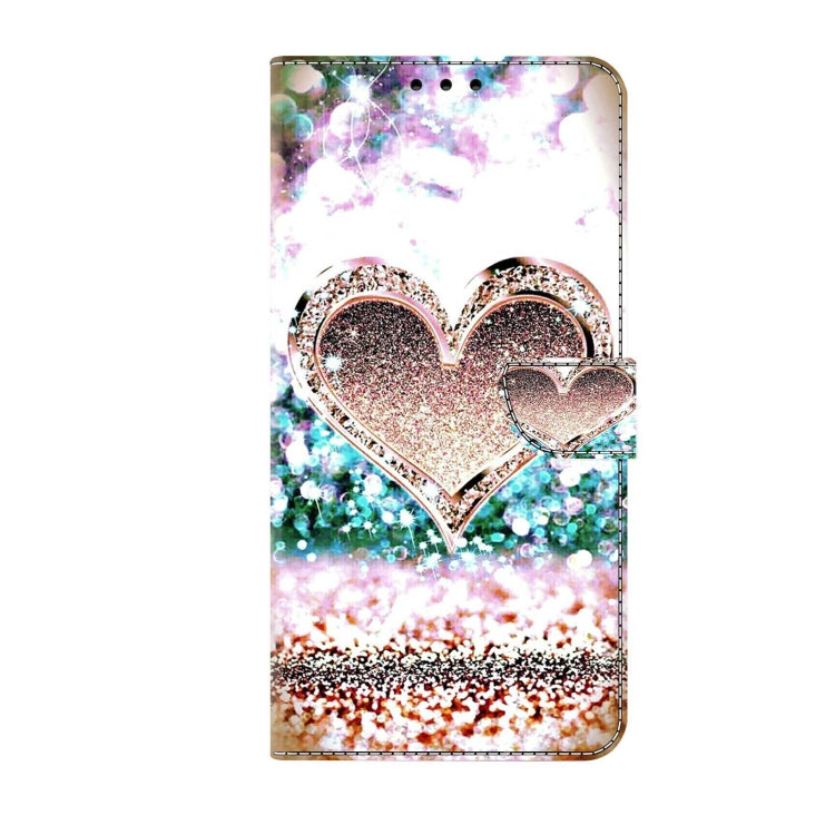 For Samsung Galaxy S23 Ultra Crystal 3D Shockproof Protective Leather Phone Case(Pink Diamond Heart)