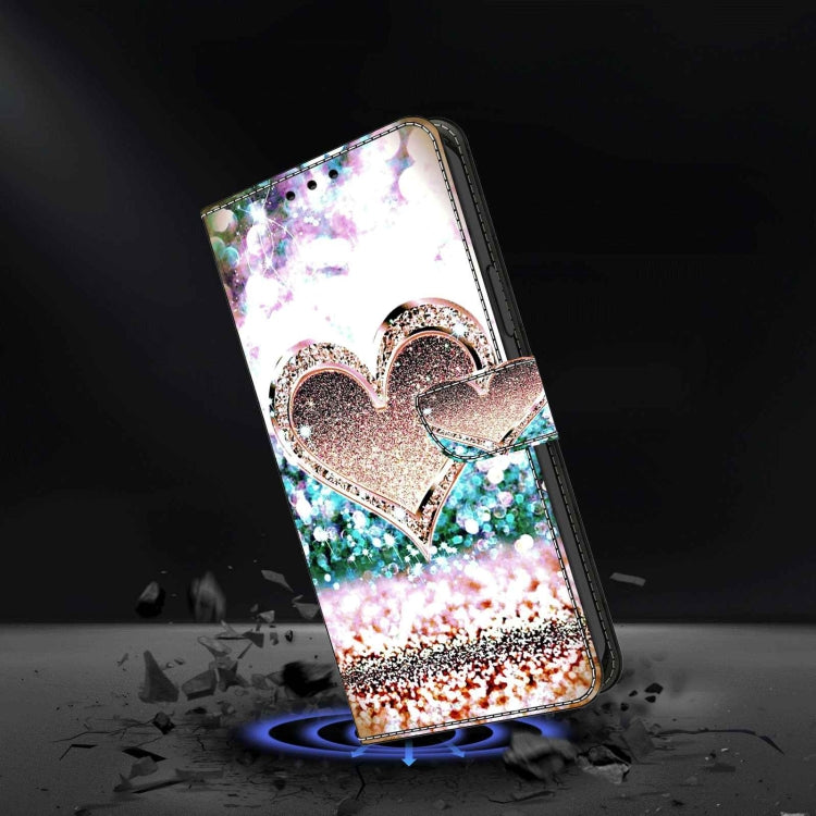 For Samsung Galaxy S23 Ultra Crystal 3D Shockproof Protective Leather Phone Case(Pink Diamond Heart)