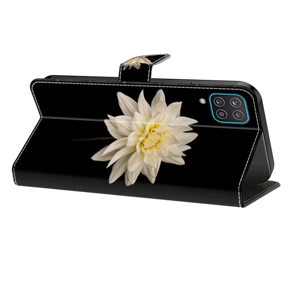 For Samsung Galaxy S23 Ultra Crystal 3D Shockproof Protective Leather Phone Case(White Flower)