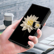 For Samsung Galaxy S23 Ultra Crystal 3D Shockproof Protective Leather Phone Case(White Flower)