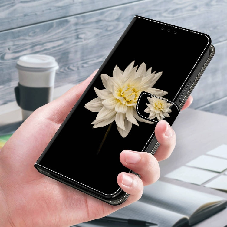 For Samsung Galaxy S23 Ultra Crystal 3D Shockproof Protective Leather Phone Case(White Flower)