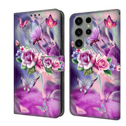 For Samsung Galaxy S23 Ultra Crystal 3D Shockproof Protective Leather Phone Case(Butterfly)