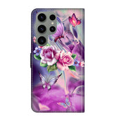 For Samsung Galaxy S23 Ultra Crystal 3D Shockproof Protective Leather Phone Case(Butterfly)