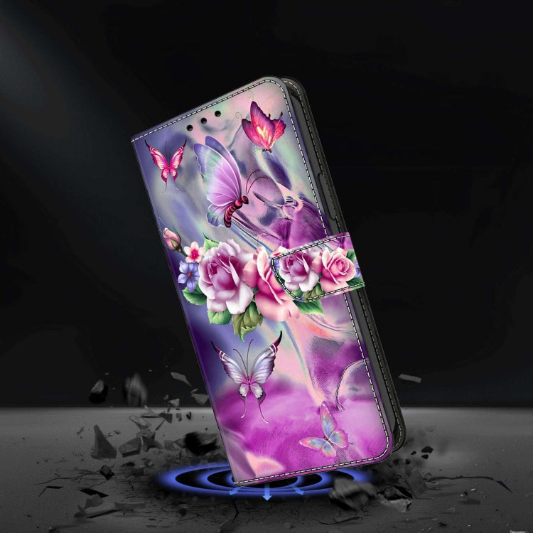For Samsung Galaxy S23 Ultra Crystal 3D Shockproof Protective Leather Phone Case(Butterfly)