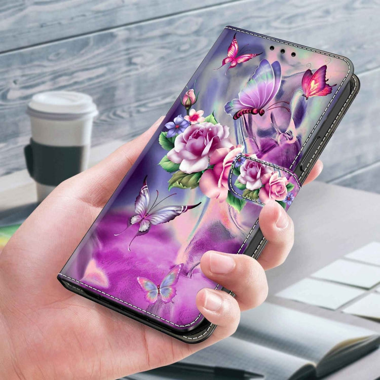 For Samsung Galaxy S23 Ultra Crystal 3D Shockproof Protective Leather Phone Case(Butterfly)