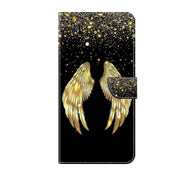 For Samsung Galaxy S23 Ultra Crystal 3D Shockproof Protective Leather Phone Case(Golden Wings)