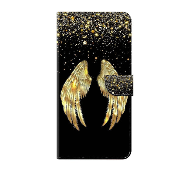 For Samsung Galaxy S23 Ultra Crystal 3D Shockproof Protective Leather Phone Case(Golden Wings)