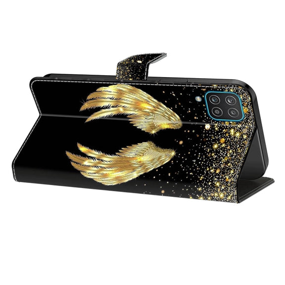 For Samsung Galaxy S23 Ultra Crystal 3D Shockproof Protective Leather Phone Case(Golden Wings)