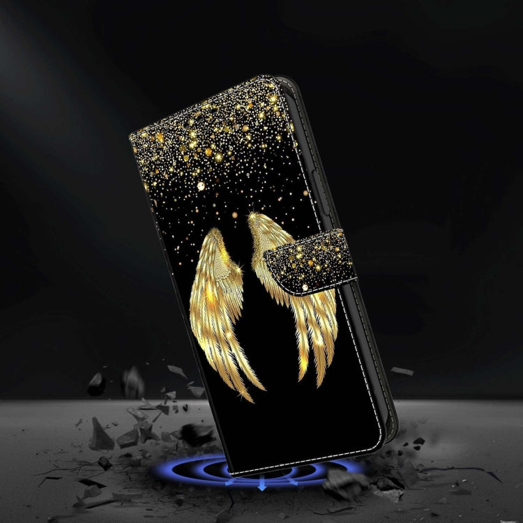 For Samsung Galaxy S23 Ultra Crystal 3D Shockproof Protective Leather Phone Case(Golden Wings)