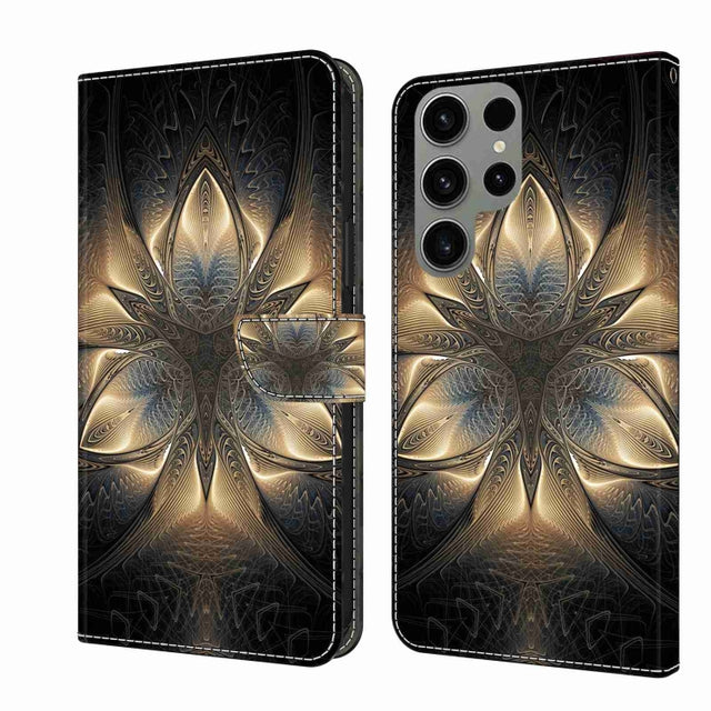 For Samsung Galaxy S23 Ultra Crystal 3D Shockproof Protective Leather Phone Case(Luminous Building)