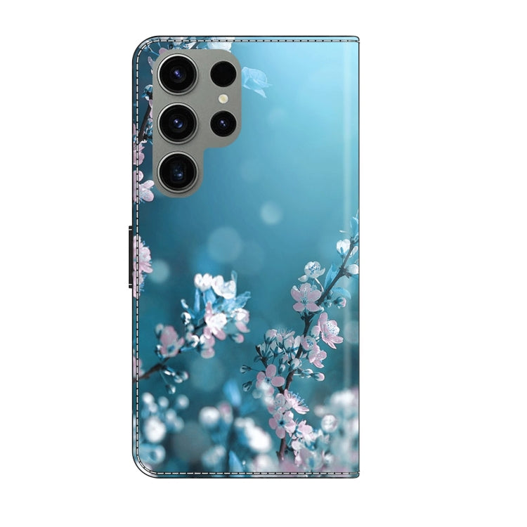 For Samsung Galaxy S23 Ultra Crystal 3D Shockproof Protective Leather Phone Case(Plum Flower)