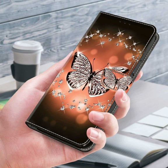For Samsung Galaxy S23 Ultra Crystal 3D Shockproof Protective Leather Phone Case(Crystal Butterfly)