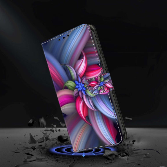 For Samsung Galaxy S23 Ultra Crystal 3D Shockproof Protective Leather Phone Case(Colorful Flower)