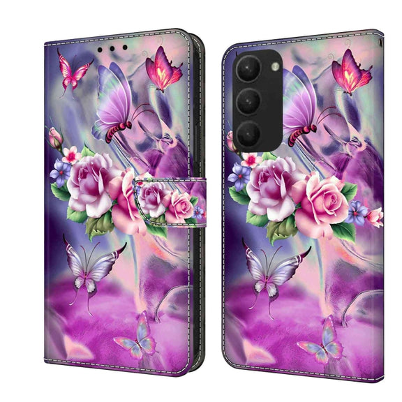 For Samsung Galaxy S23+ Crystal 3D Shockproof Protective Leather Phone Case(Butterfly)
