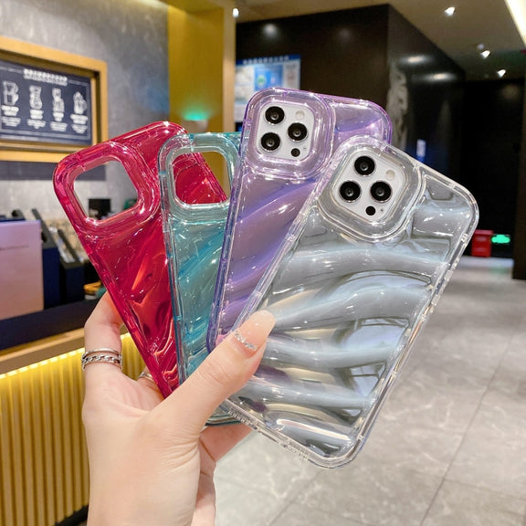 For iPhone 14 Plus Laser Sequin Waves TPU Phone Case(Red)