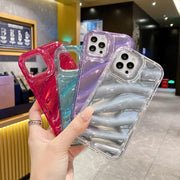 For iPhone 12 Pro Max Laser Sequin Waves TPU Phone Case(Blue)