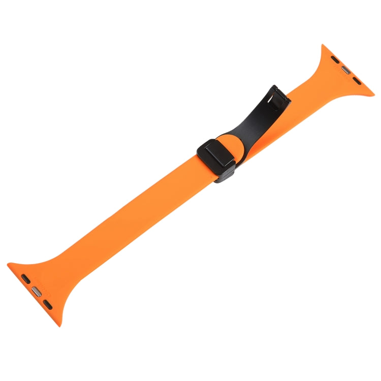 For Apple Watch Ultra 49mm Magnetic Buckle Slim Silicone Watch Band(Orange) - Watch Bands by PMC TechLife | Online Shopping South Africa | PMC TechLife