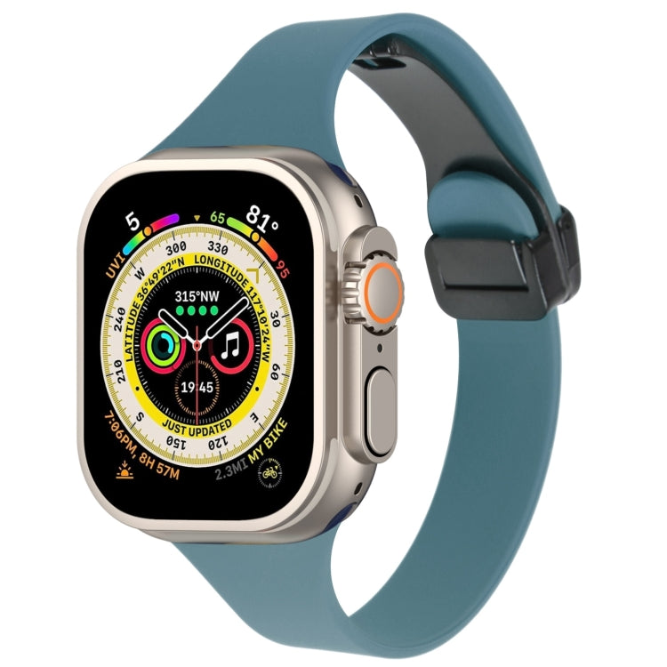 For Apple Watch Ultra 49mm Magnetic Buckle Slim Silicone Watch Band(Light Green) - Watch Bands by PMC TechLife | Online Shopping South Africa | PMC TechLife