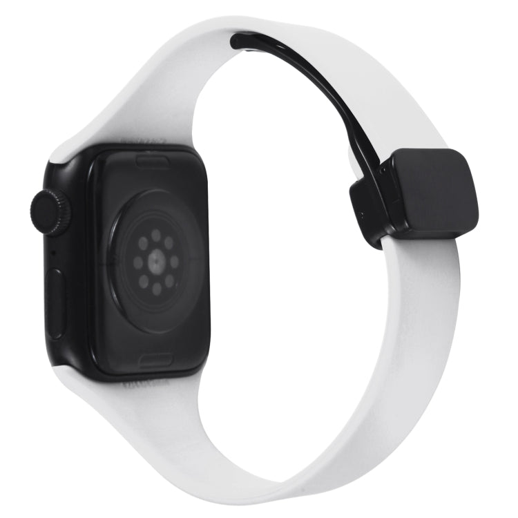 For Apple Watch Ultra 49mm Magnetic Buckle Slim Silicone Watch Band(White)