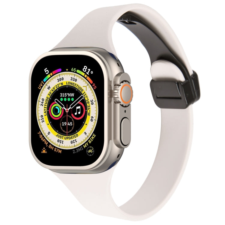 For Apple Watch Ultra 49mm Magnetic Buckle Slim Silicone Watch Band(Starlight) - Watch Bands by PMC TechLife | Online Shopping South Africa | PMC TechLife