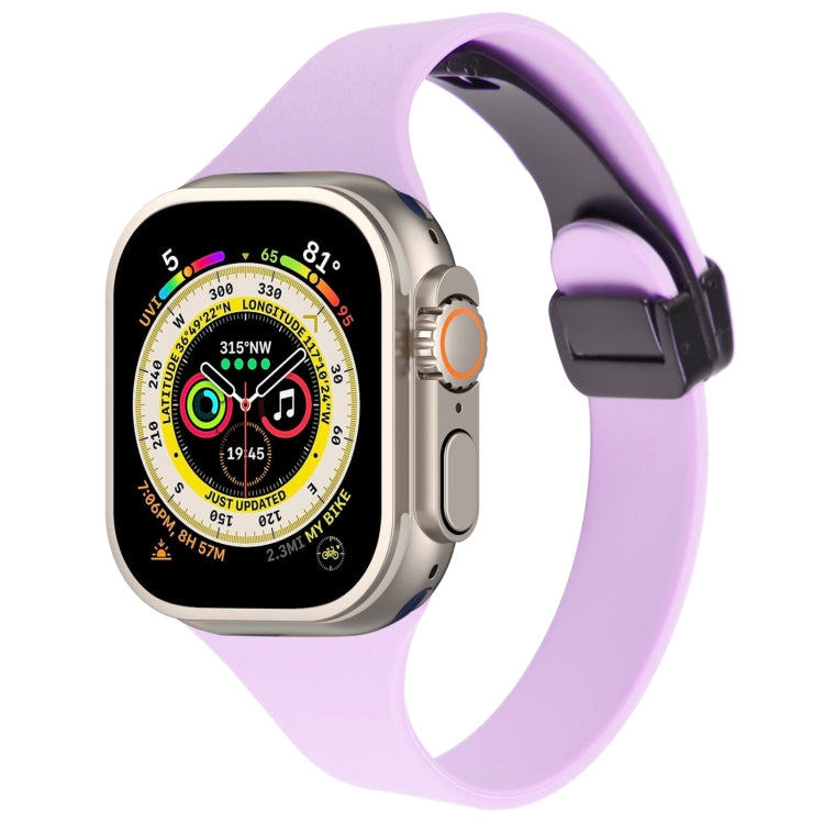 For Apple Watch Ultra 49mm Magnetic Buckle Slim Silicone Watch Band(Lavender) - Watch Bands by PMC TechLife | Online Shopping South Africa | PMC TechLife