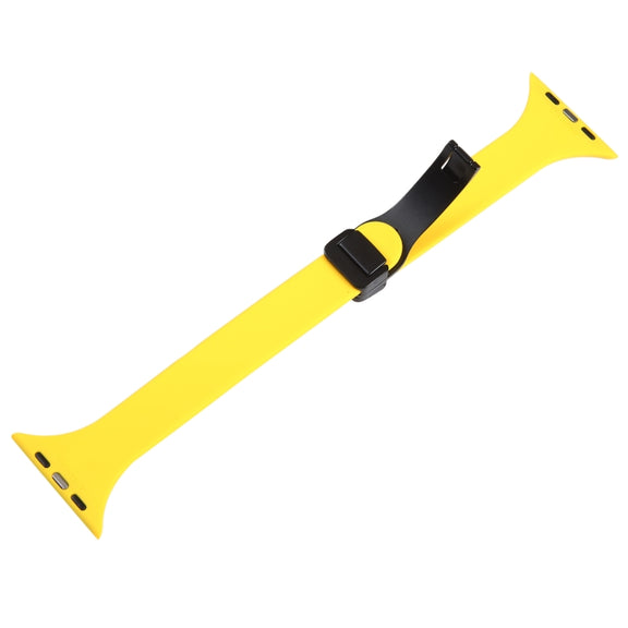 For Apple Watch 8 41mm Magnetic Buckle Slim Silicone Watch Band(Yellow)
