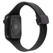 For Apple Watch 8 41mm Magnetic Buckle Slim Silicone Watch Band(Black)