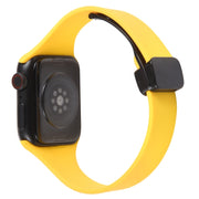 For Apple Watch 8 45mm  Magnetic Buckle Slim Silicone Watch Band(Yellow)