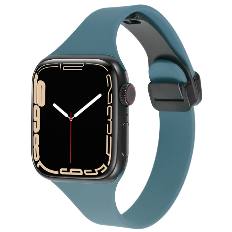 For Apple Watch 8 45mm  Magnetic Buckle Slim Silicone Watch Band(Light Green) - Watch Bands by PMC TechLife | Online Shopping South Africa | PMC TechLife